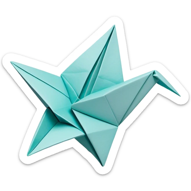 Cinematic Realistic depiction of an elegant origami creation, rendered with delicate paper textures and intricate folds, set on a minimalist background with soft, diffuse lighting that accentuates its artistic precision sticker