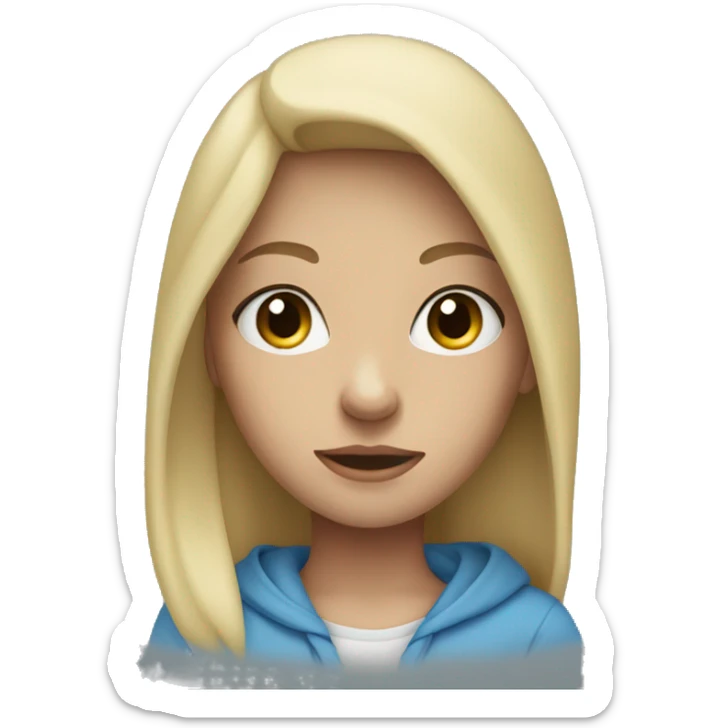 Girl wearing hoodie and baggy pants blonde and blue eyes sticker