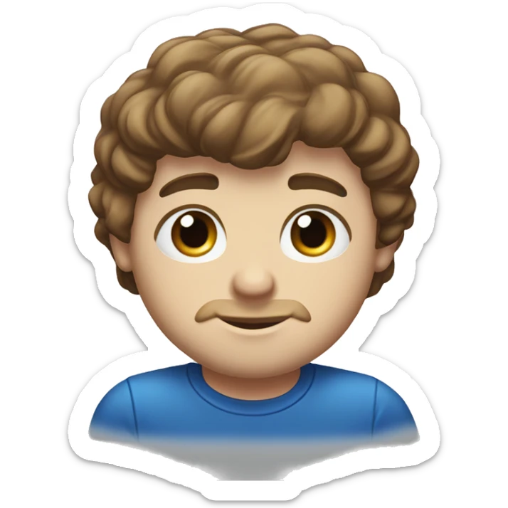 A head and shoulders shot of a 31 year old white man, with short brown hair,   with blue eyes wearing a t-shirt. sticker