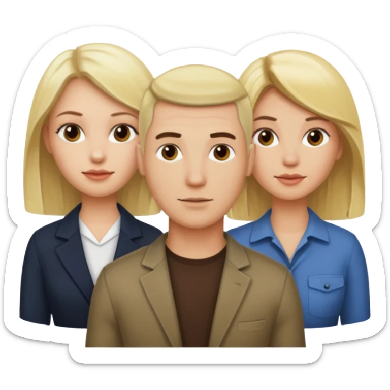 Two blonde women and a man with skin head and dark hair  sticker