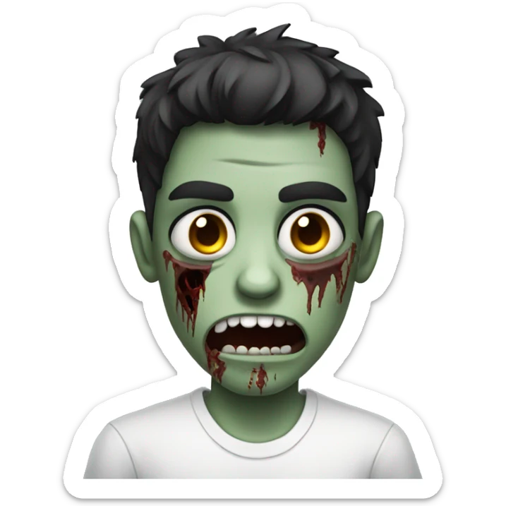 teen boy zombie with dark hair and white shirt sticker