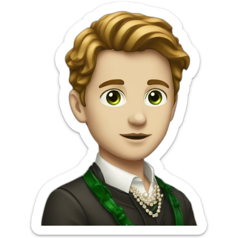 Posh-boy-with-pearl-necklace-and-green-eyes-and-brown-hair sticker