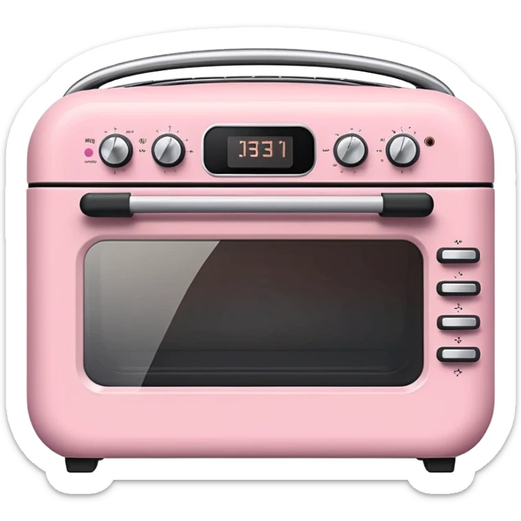 Cute emoji-style Ninja Combi countertop oven, pastel pink appliance, rounded edges, soft highlights, simple shadows, modern kitchen gadget aesthetic, realistic, centered, white background sticker