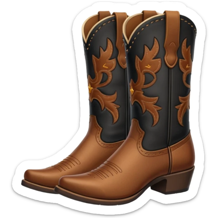 Can you make an outline of a pair of classic brown cowboy boots sticker