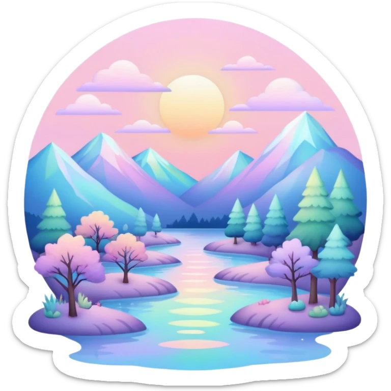  Pastel-white-yellow-pink-green-Iridescent-aesthetic-scenic-scenery-Decoration sticker