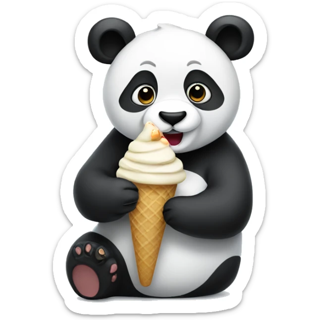 Panda eating ice cream sticker