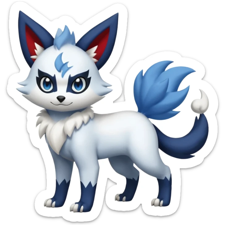 Meowstic-Zorua-Absol-Zangoose-fusion, full body sticker