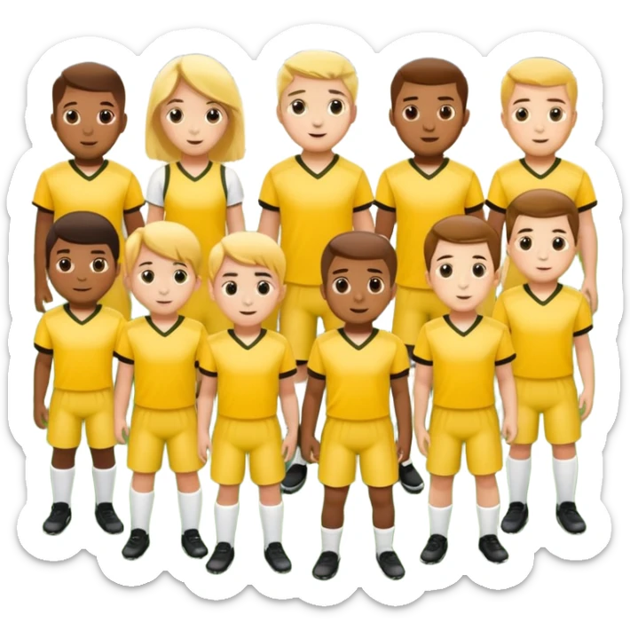 football team mens  kids in yellow dress sticker