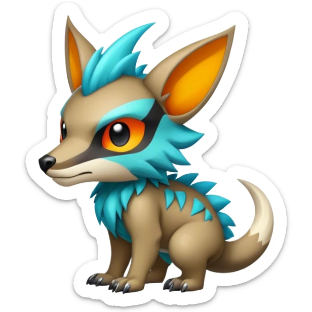 Cute cool edgy badass colorful fantasy animal hybrid Fakemon full body sticker