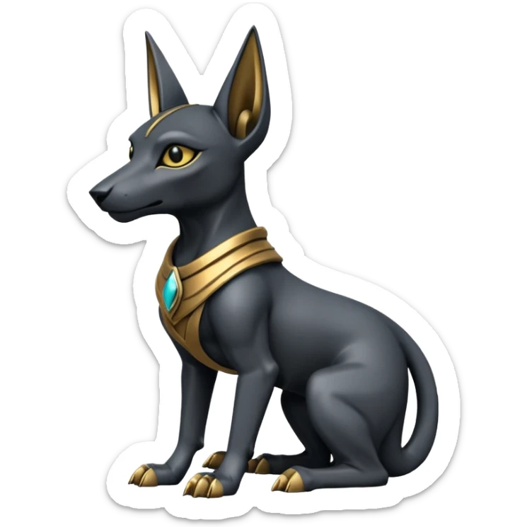  Fit mean Short-eared Black fur beautiful female robo anubis puppy statue gargoyle posed  sticker