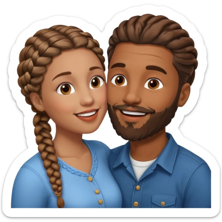brown skin man with beard and braids making out with white woman with brown hair  sticker