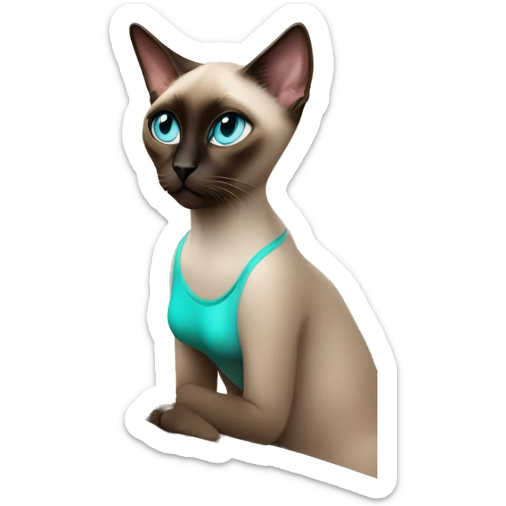 Siamese cat with aqua blue eyes curled up next to her milano 5nac hair colored human woman who has green eyes as they watch tv on a rose gold macbook sticker
