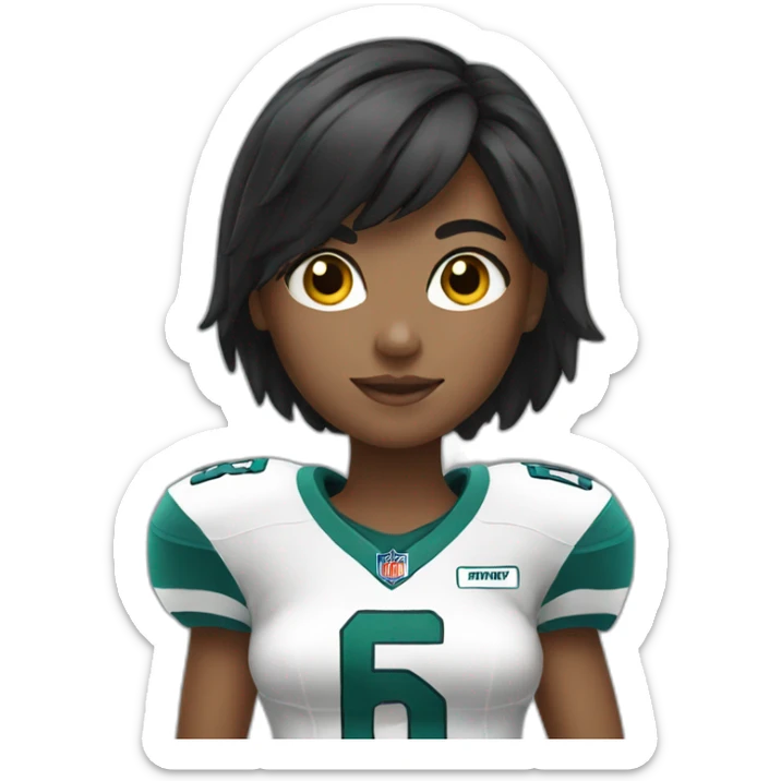 Girl with blond black hair wearing football uniforms sticker