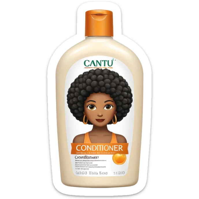 Bottle of Cantu  Conditioner. The label on the bottle should have a picture of a black woman with afro.  sticker