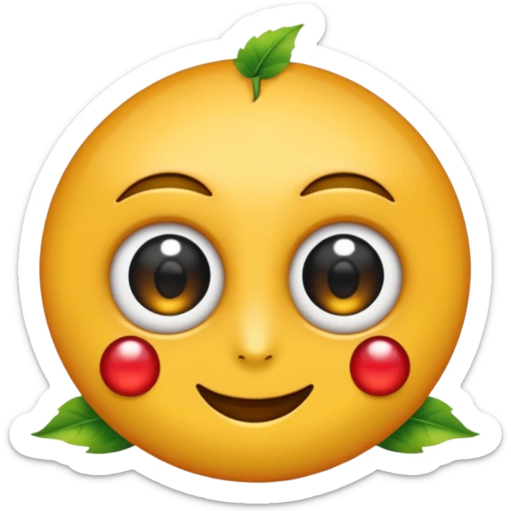 emoji, feuille d'érable couleur vermeille, deux yeux ronds noirs brillants sticker