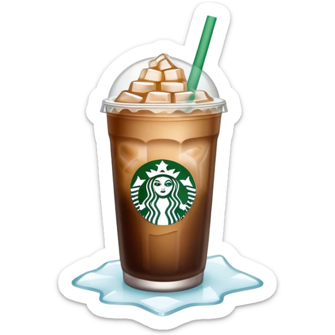 Starbuck ice coffee with ice cubes sticker