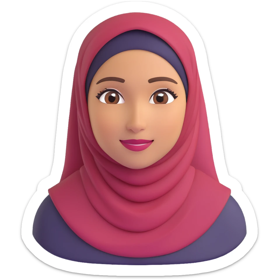 memoji style emoji of a woman with a hijab, medium skin tone, cheerful sticker