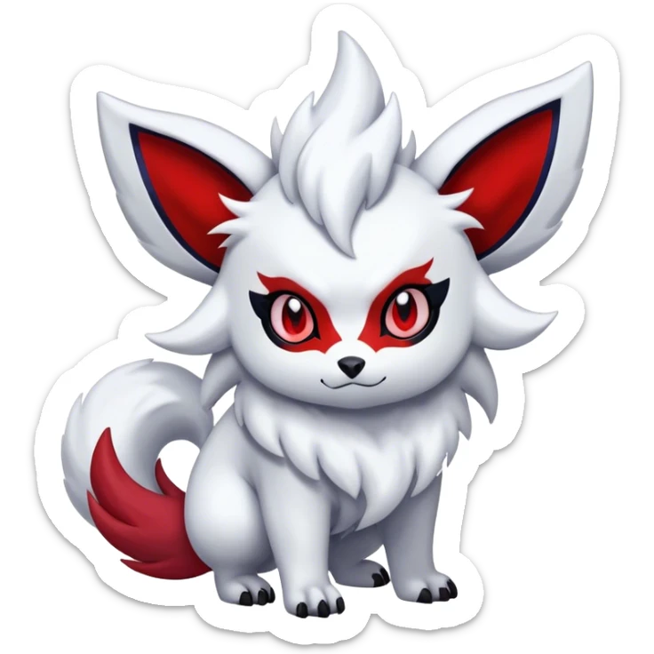 Epic Shiny Cool Cute Kawaii Absol-Zorua-Pokemon-fakemon-hybrid-animal Full Body  sticker