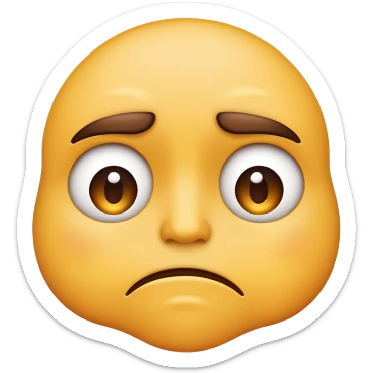 realistic sad face emoji with a green background, frowning mouth, natural skin texture sticker