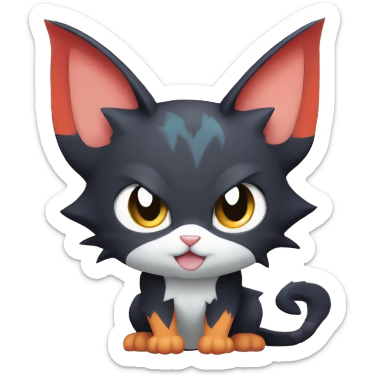 Cool Cute Edgy Chibi Cat-Noibat-Noivern-Litten-Pokémon-Fakémon-hybrid sticker