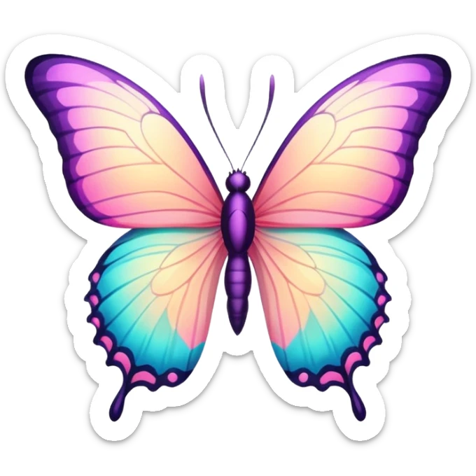 Shiny pastel colorful neon vibrant pale whitish bright Floral exotic tropical butterfly sticker