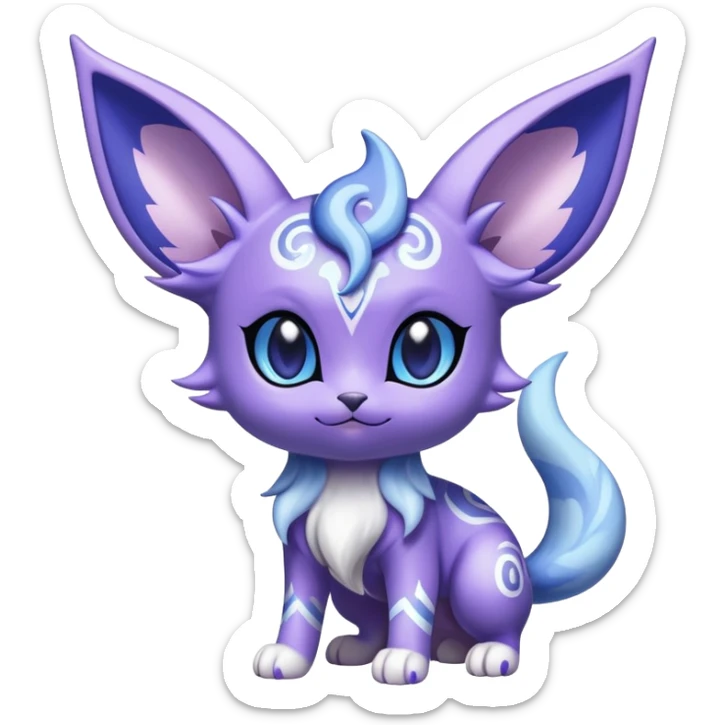Shiny Exotic Cute Adorable Majestic Espeon-Espurr-Meowstic-Hybrid-Creature with pattern-markings sticker