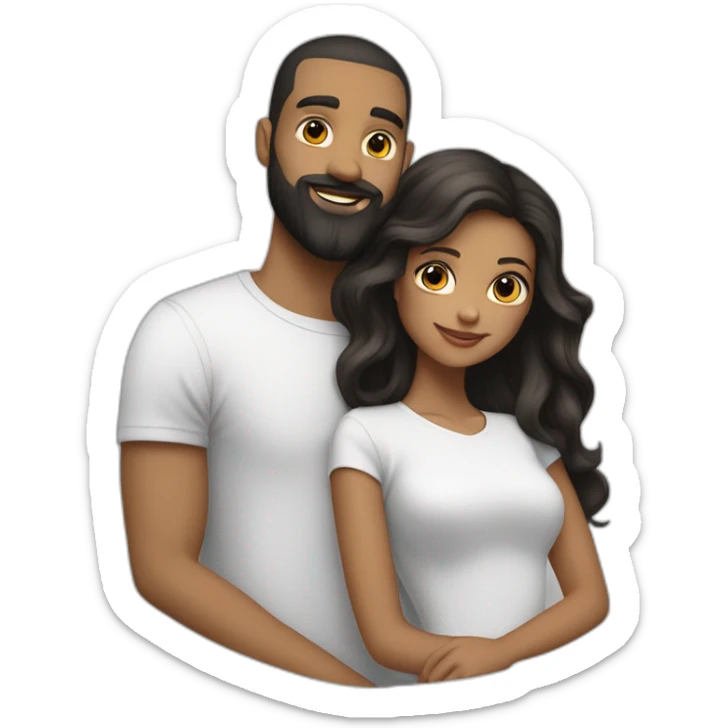 White-man-with-a-smooth-black-hair-cut-fade-and-a-black-beard-kissing-a-white-woman-with-long-brown-waved-hair sticker