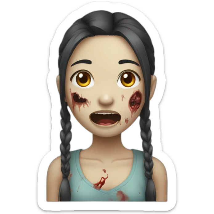 Zombie Asian girl sticker