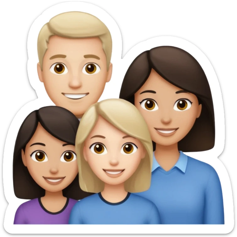 White brunette, American man with two women both are African one is light skin black and one is medium tone black sticker