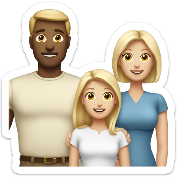 a four person white family with a brunette mom and dad and two blonde daughters sticker