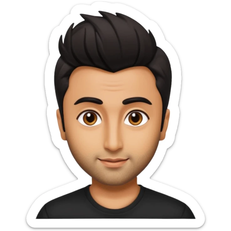 ipretty bratz emoji of ranbir kapoor wearing a black tee sticker