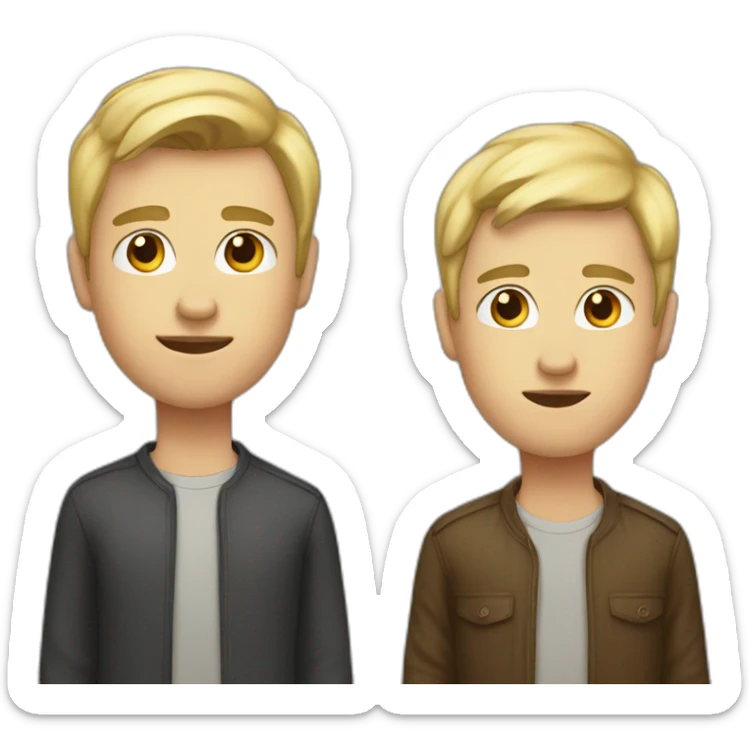 Two brothers one dark hair and one with blonde hair sticker