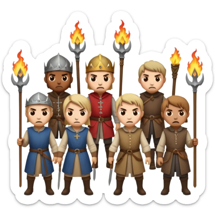 les villageois qui certains ont des fourches d'autres des torches sapé en moyen age sticker