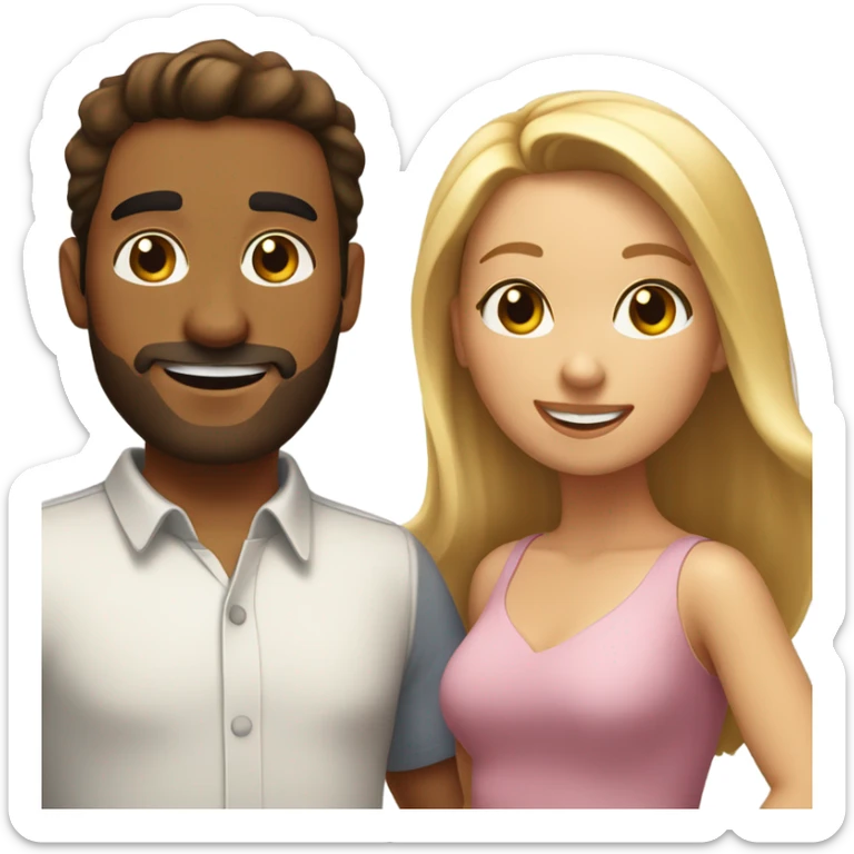 Puerto rican beard brown short hair man  with long blonde hair girl dancing sticker