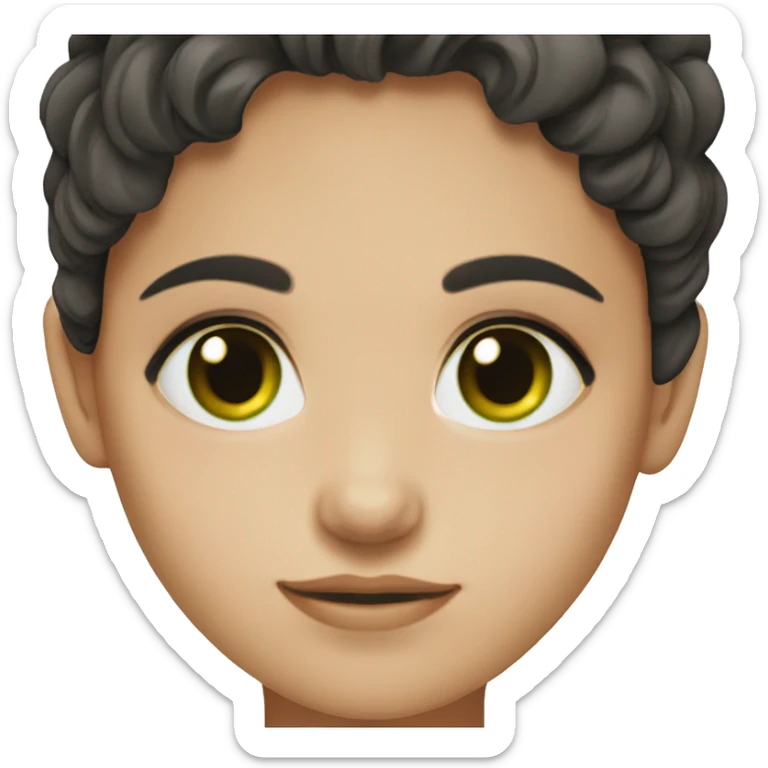 girl with dark hair and green eyes with fair skin sticker