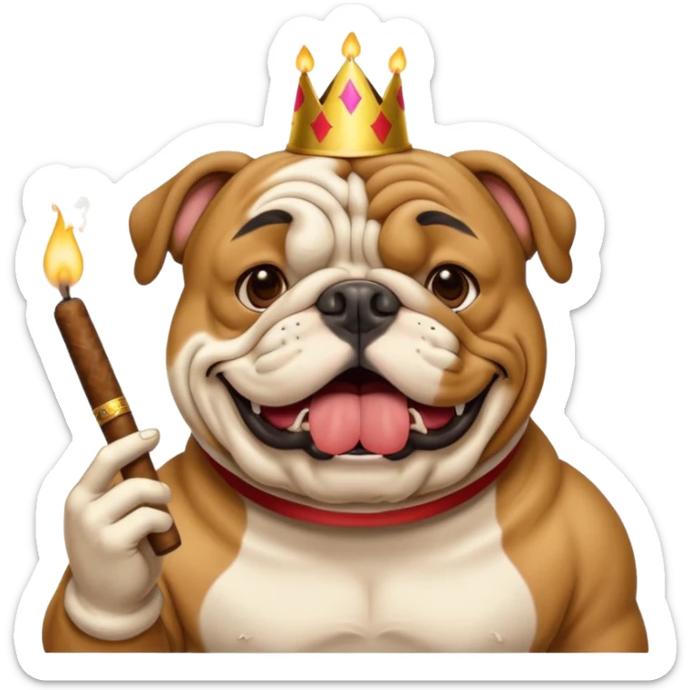 A Bulldog celebrating his birthday with 1 cigar in his mouth sticker
