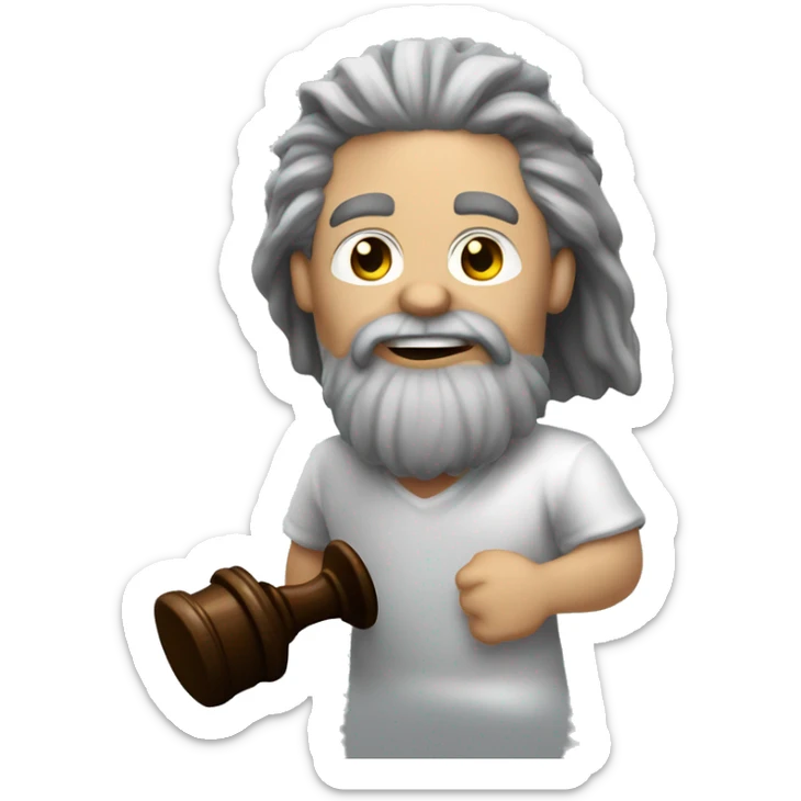  Caveman with long gray hair and a gray goatee holding a gavel and running a meeting  sticker