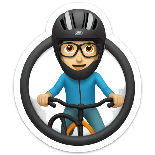 Bike rider in full cover helmet with glasses o sticker