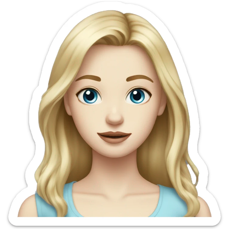 very dirty blonde medium length front layers hair pale skin blue eyes girl sticker