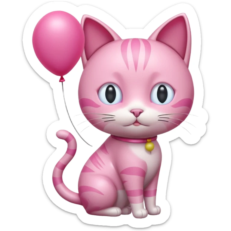 Make a pink cat with a balloon head, no the head is a balloon with the details of the cat head on the balloon head, make the body visible enough to where it’s big enough to be roughly the size of a cat body and make sure THAT THE CATS HEAD IS A BALLOON sticker