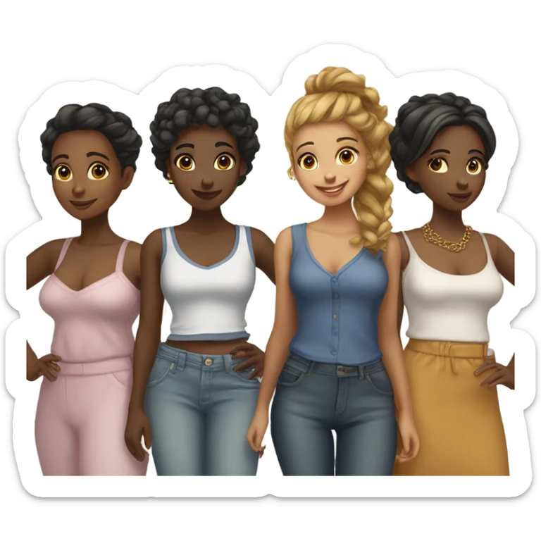 make me eight different girls with different clothes and hairstyles that are from the waist up  sticker