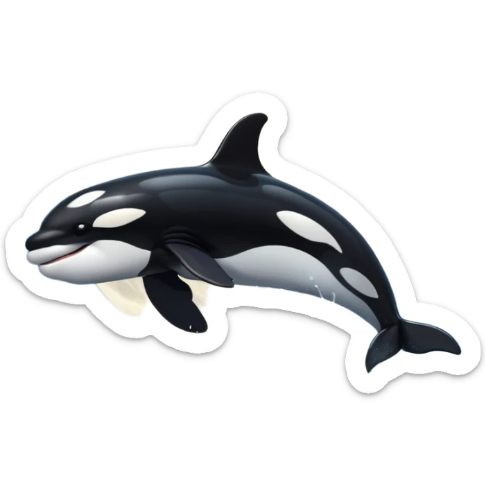 I want a realistic emoji of an orca whale leaping from the water with the moon illuminating the sky and reflecting on the sea. sticker