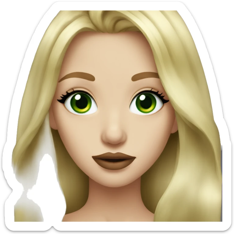 Blonde Long hair girl green eyes big lips beautiful  sticker