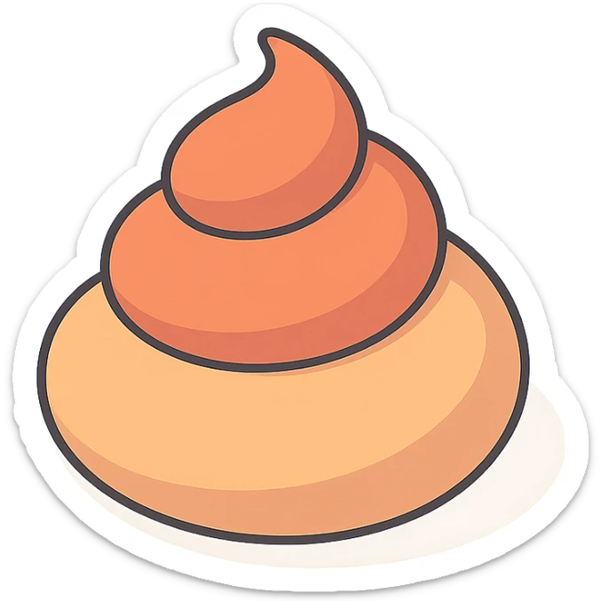poop with swirl, 2D isometric style, soft rounded shapes, detailed shadows and highlights, clean contours, pastel palette, modern illustration sticker