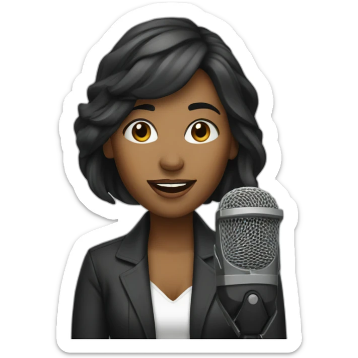 woman with mic sticker