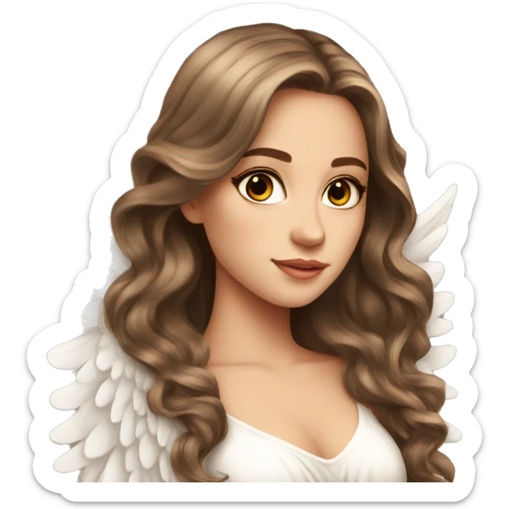 Beautiful angel wings long dress brown hair eyelashes sticker