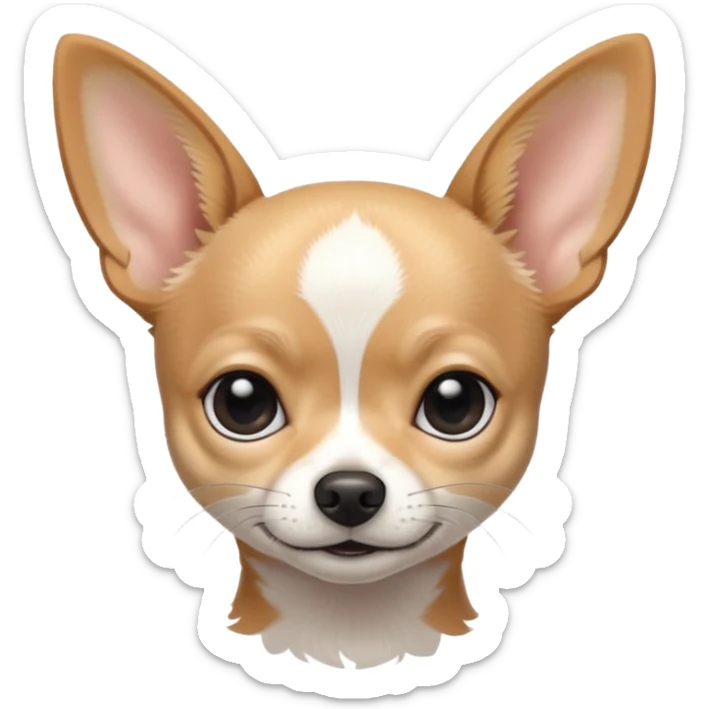 A black and white chihuahua emoji please with a thin white line on the center of head nose pointy sticker