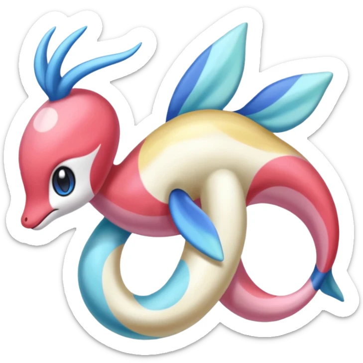 Colorful Exotic Meloetta-Milotic-Crsselia-Primarina-Kirby-Fakémon-creature-hybrid sticker