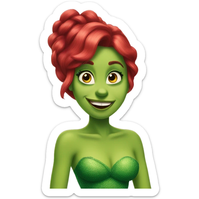ariel mix grinch, body and hair like ariel, face like grinch sticker