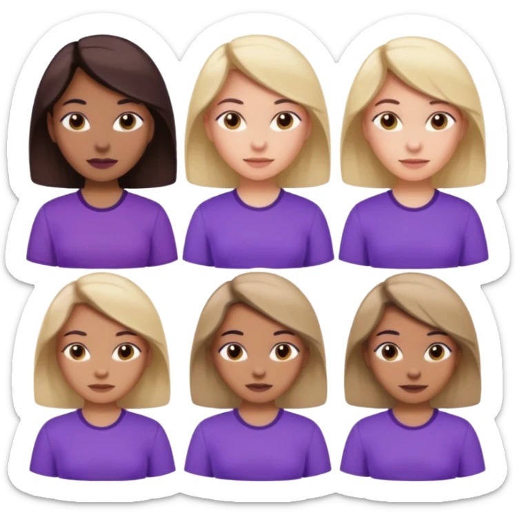 various races of women in a purple shirt ages 25-50 sticker